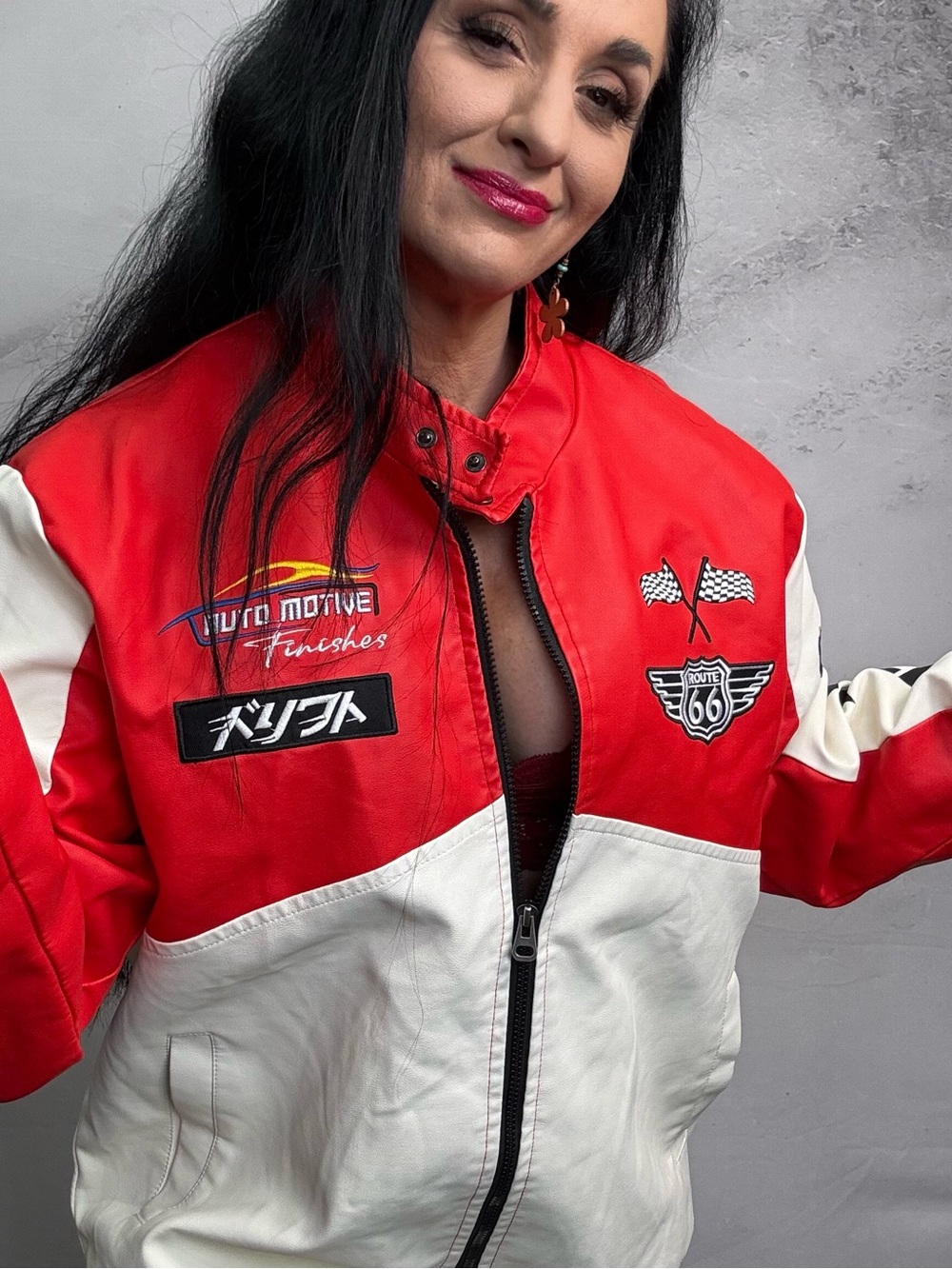 Red Varsity Racing Jacket by Refinery Republic - Picture 3 of 10